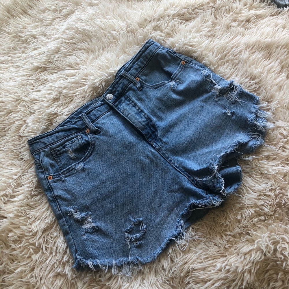 High waisted distressed shorts